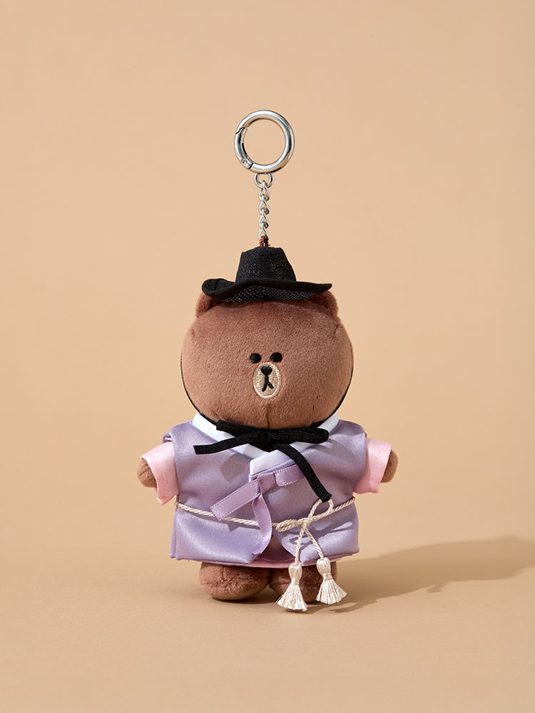 LINE FRIENDS KEYRING_ 단품 라인프렌즈 브라운 서울 에디션 한복 코스튬 인형 키링