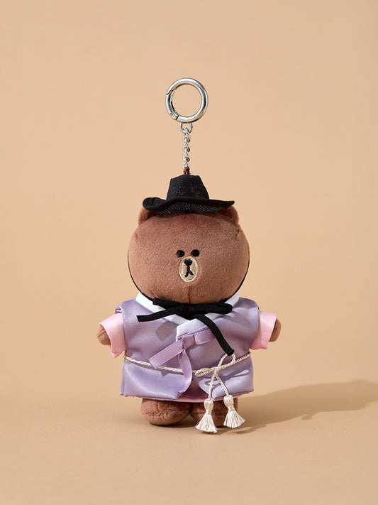 LINE FRIENDS KEYRING_ 단품 라인프렌즈 브라운 서울 에디션 한복 코스튬 인형 키링