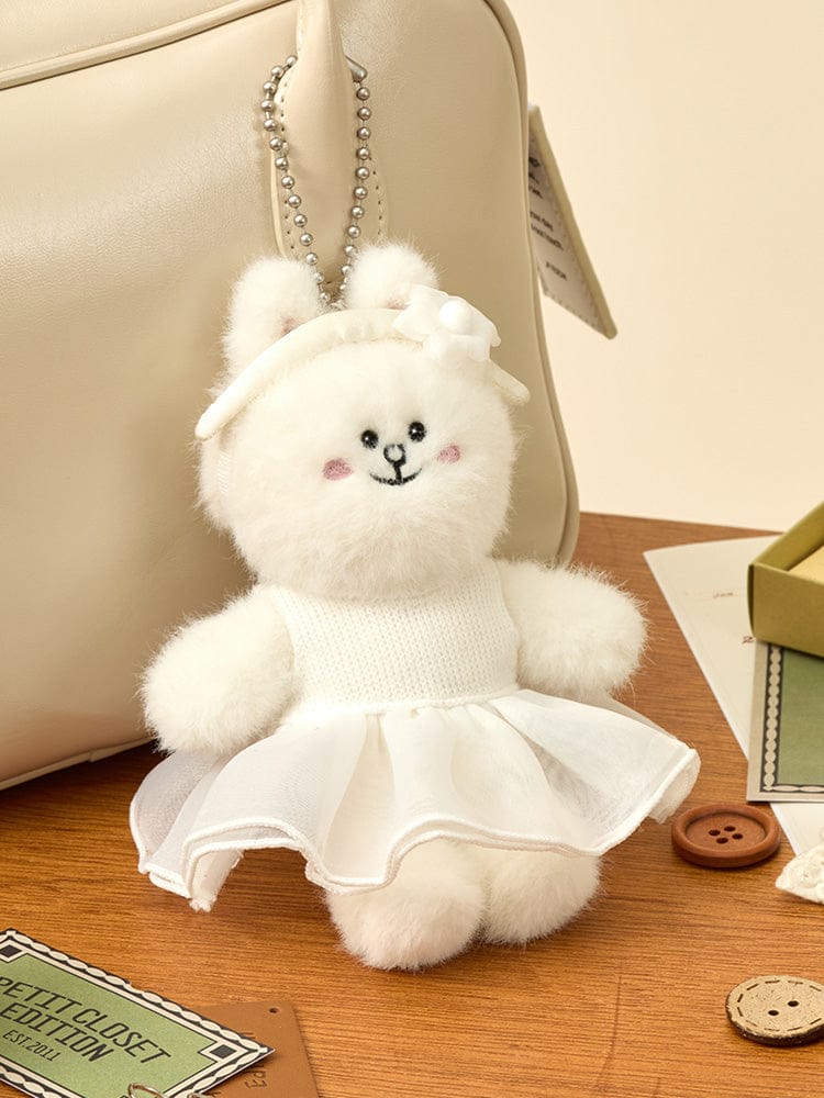 LINE FRIENDS KEYRING_ 단품 라인프렌즈 코니 쁘띠 베이직 인형 키링 & 클로젯 화이트 원피스 세트