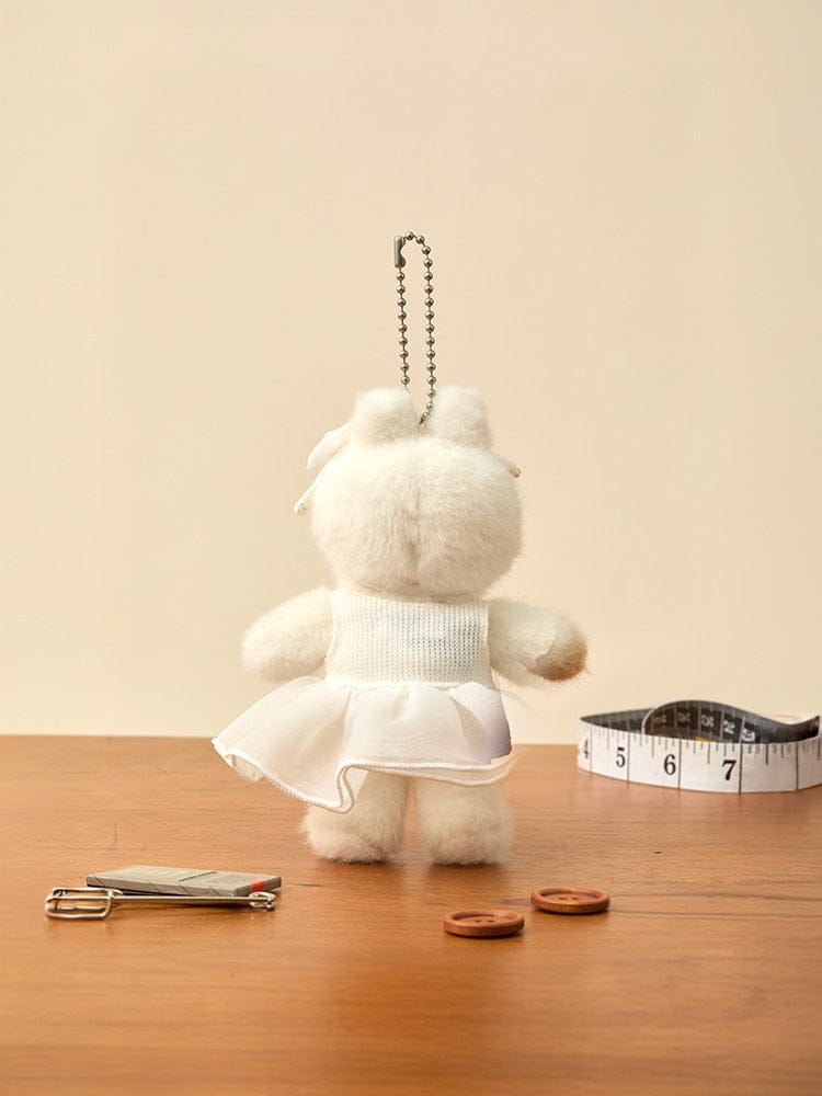 LINE FRIENDS KEYRING_ 단품 라인프렌즈 코니 쁘띠 베이직 인형 키링 & 클로젯 화이트 원피스 세트
