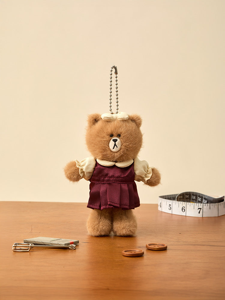 LINE FRIENDS KEYRING_ 단품 라인프렌즈 초코 쁘띠 베이직 인형 키링 & 클로젯 새틴 원피스 세트