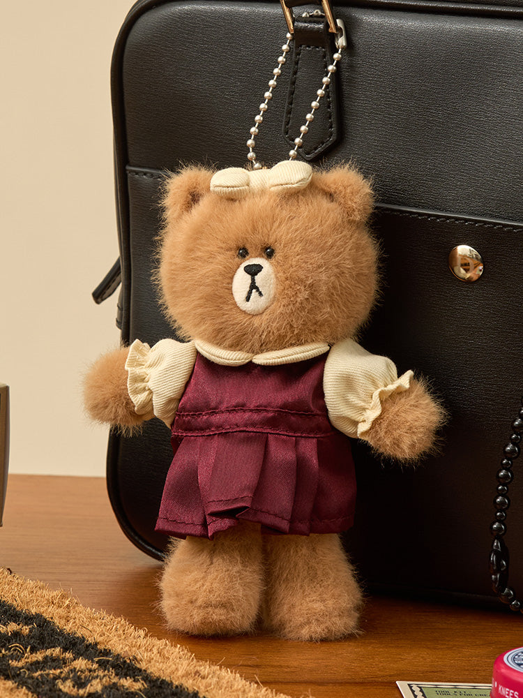 LINE FRIENDS KEYRING_ 단품 라인프렌즈 초코 쁘띠 베이직 인형 키링 & 클로젯 새틴 원피스 세트