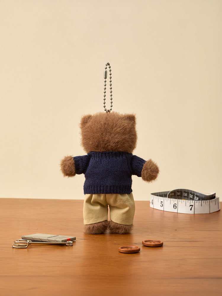 LINE FRIENDS KEYRING_ 단품 라인프렌즈 브라운 쁘띠 베이직 인형 키링 & 클로젯 네이비 니트 세트