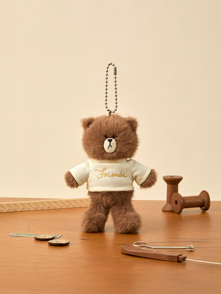 LINE FRIENDS KEYRING_ 단품 라인프렌즈 브라운 쁘띠 클로젯 인형 키링
