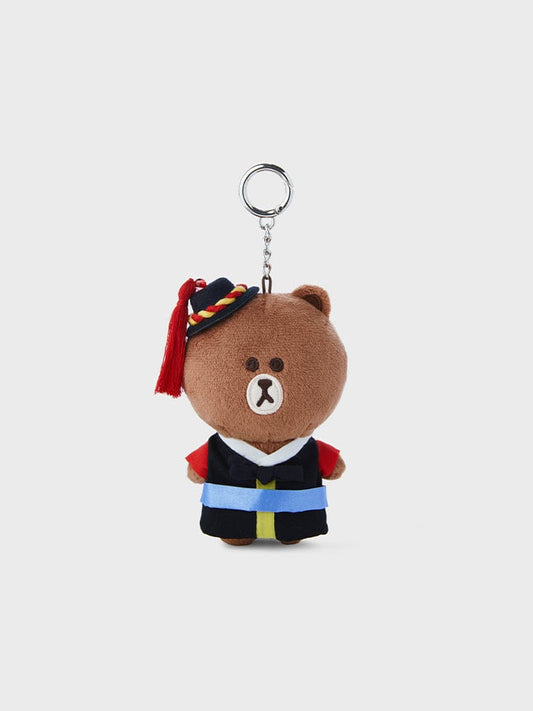 LINE FRIENDS KEYRING 단품 라인프렌즈 브라운 투어리스트 플러시 키링