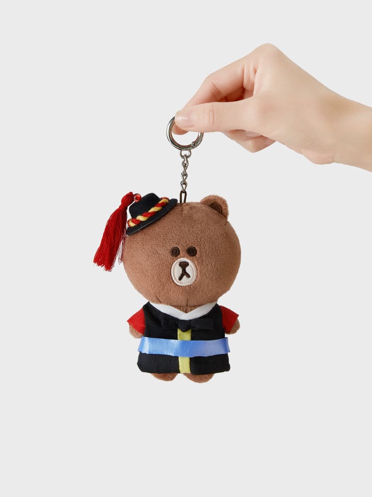 LINE FRIENDS KEYRING 단품 라인프렌즈 브라운 투어리스트 플러시 키링