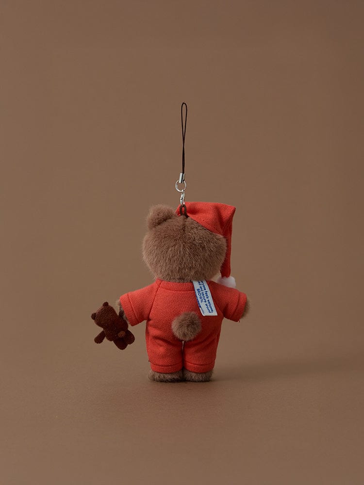 LINE FRIENDS KEYRING 단품 라인프렌즈 허그브라운 오너먼트 인형 키링 파자마 레드