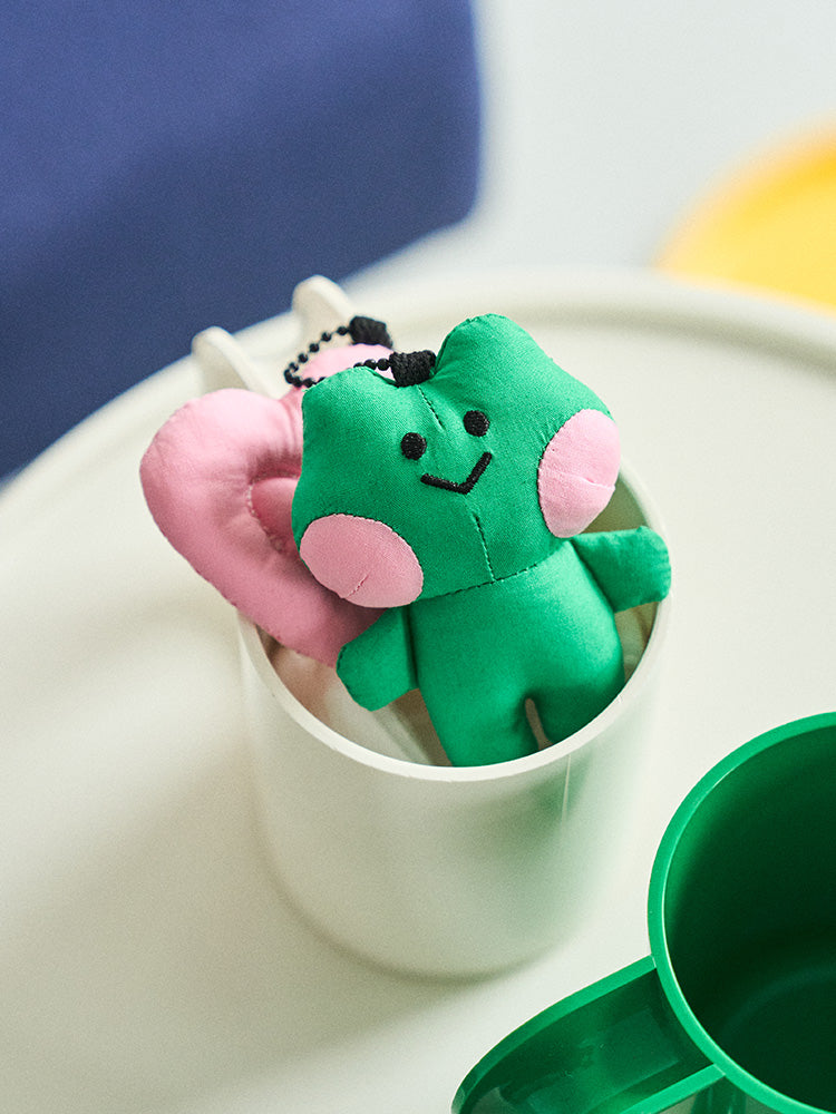 LINE FRIENDS KEYRING_ 단품 미니니 x 드롭드롭드롭 레니니 하트 패디드 인형 키링