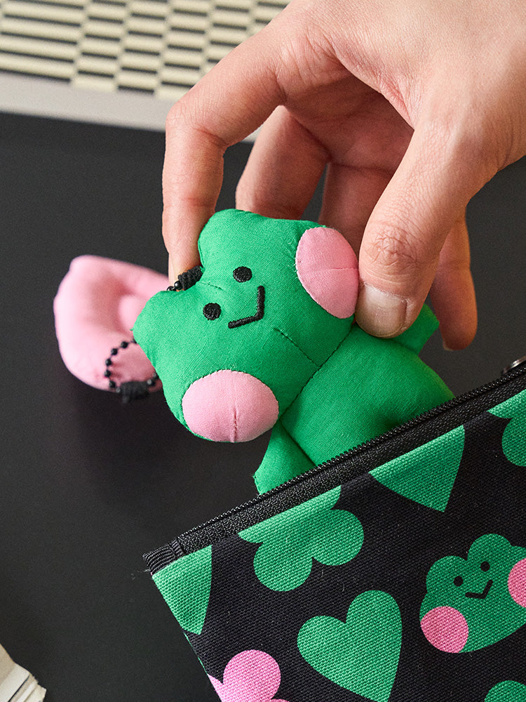 LINE FRIENDS KEYRING_ 단품 미니니 x 드롭드롭드롭 레니니 하트 패디드 인형 키링