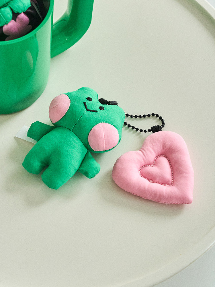 LINE FRIENDS KEYRING_ 단품 미니니 x 드롭드롭드롭 레니니 하트 패디드 인형 키링