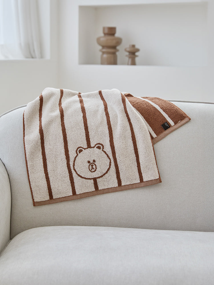 LINE FRIENDS LIVING_ 아이보리 라인프렌즈 송월 브라운 베이직 타월