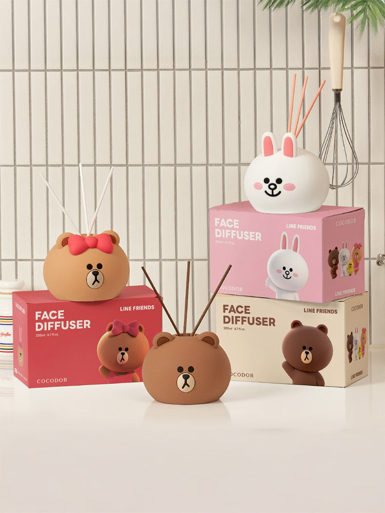 LINE FRIENDS LIVING_ 단품 라인프렌즈 브라운 페이스 디퓨저 (퓨어코튼)