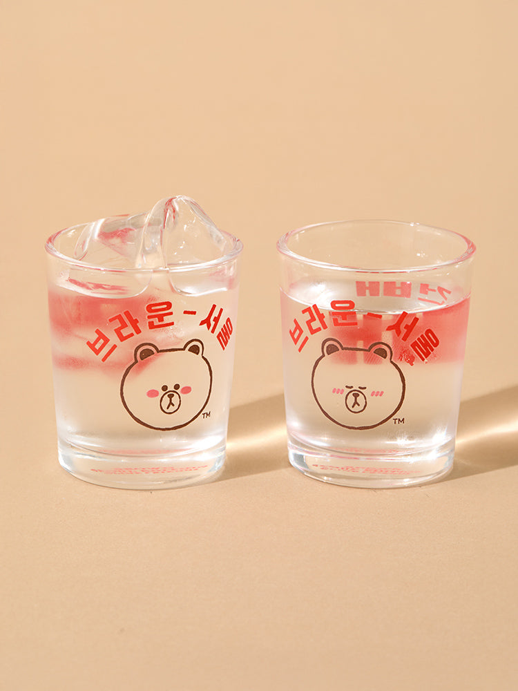 LINE FRIENDS LIVING_ 단품 라인프렌즈 브라운 서울 에디션 소주잔 세트 (2개입)
