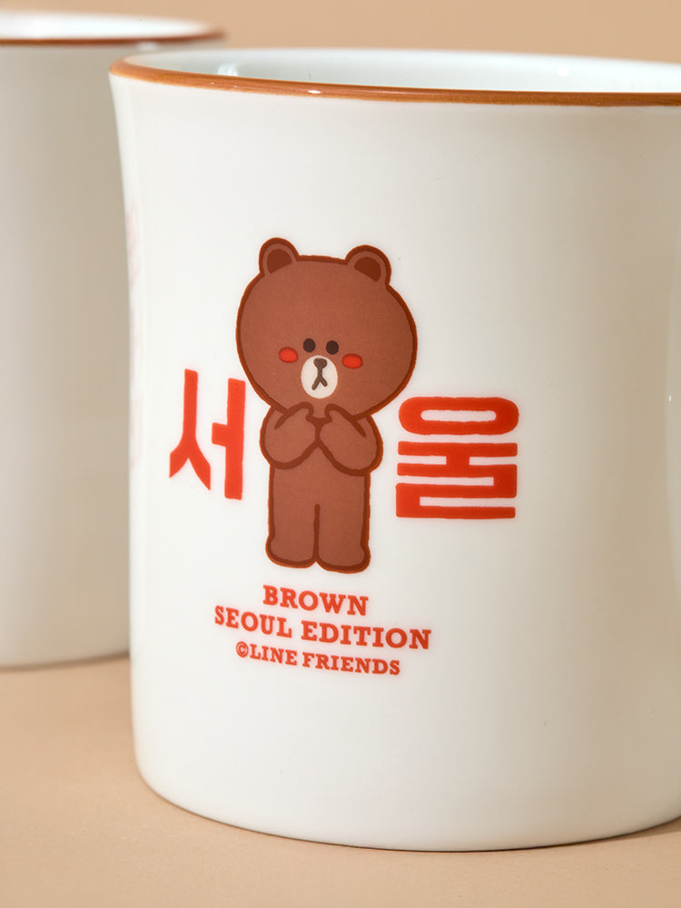 LINE FRIENDS LIVING_ 단품 라인프렌즈 브라운 서울 에디션 머그컵 (340ml)