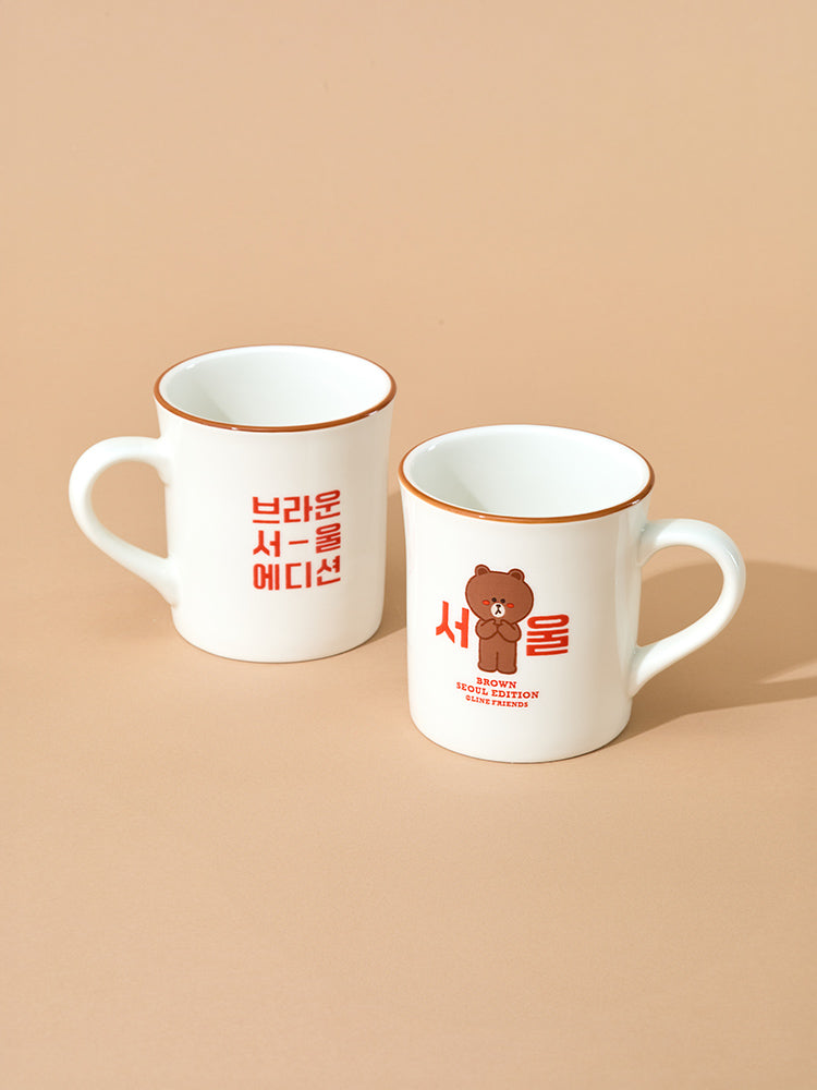 LINE FRIENDS LIVING_ 단품 라인프렌즈 브라운 서울 에디션 머그컵 (340ml)