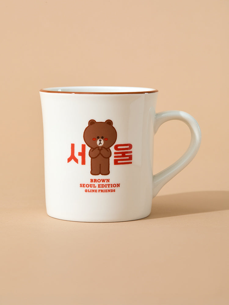 LINE FRIENDS LIVING_ 단품 라인프렌즈 브라운 서울 에디션 머그컵 (340ml)