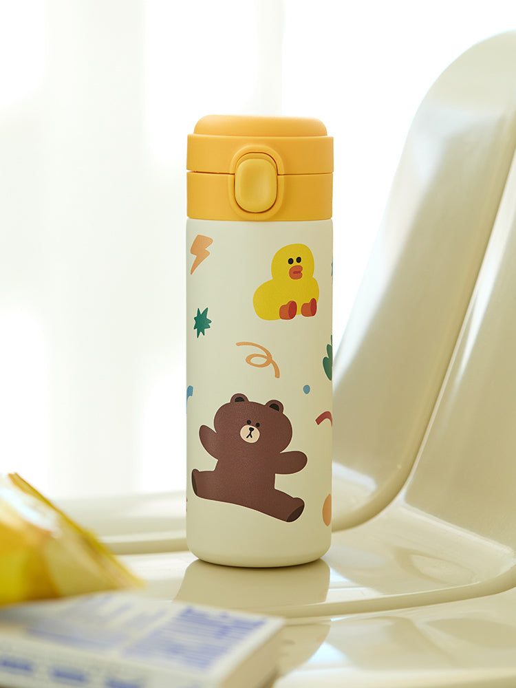 LINE FRIENDS LIVING_ 브라운 라인프렌즈 브라운 피크닉 원터치 텀블러 (420ml)