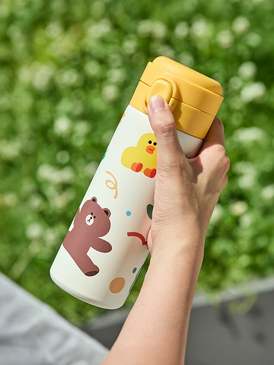LINE FRIENDS LIVING_ 브라운 라인프렌즈 브라운 피크닉 원터치 텀블러 (420ml)