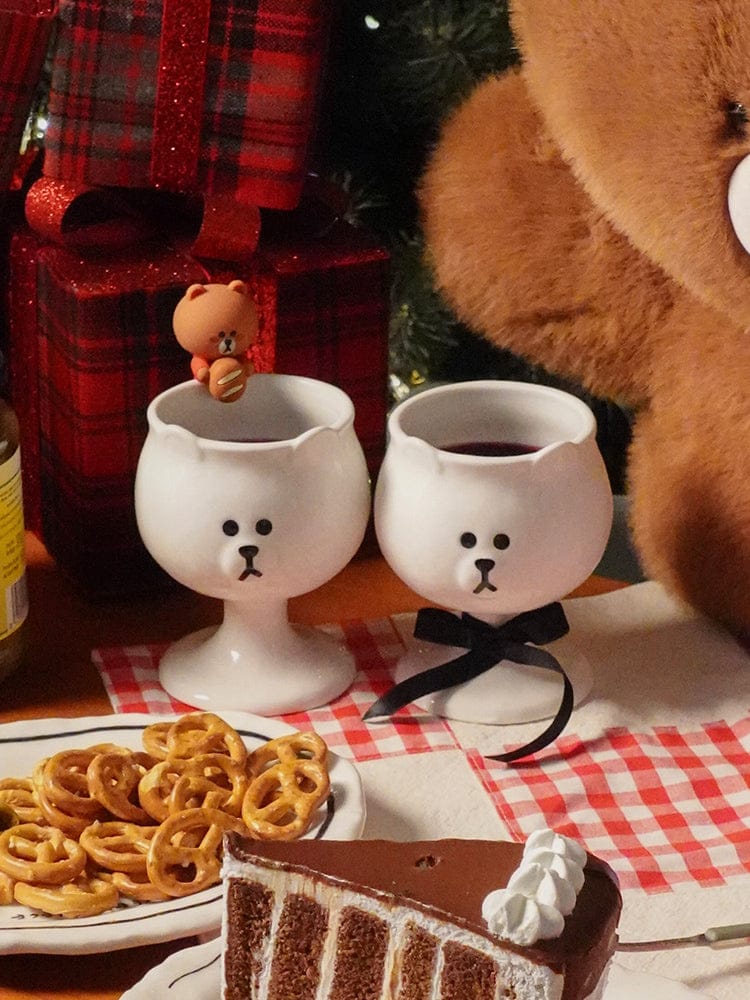 LINE FRIENDS LIVING_ 와인잔 세트 LOFA Seoul X BROWN 와인잔 세트