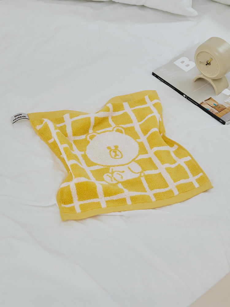 LINE FRIENDS LIVING_ 타월 3개입 라인프렌즈 송월 브라운 베이직 핸드 타월 3P 세트 (브라운, 그린, 옐로우)