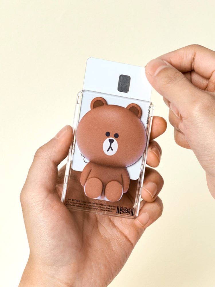 LINE FRIENDS MOBILE ACC 단품 라인프렌즈 브라운 3D 맥세이프 카드지갑 케이스