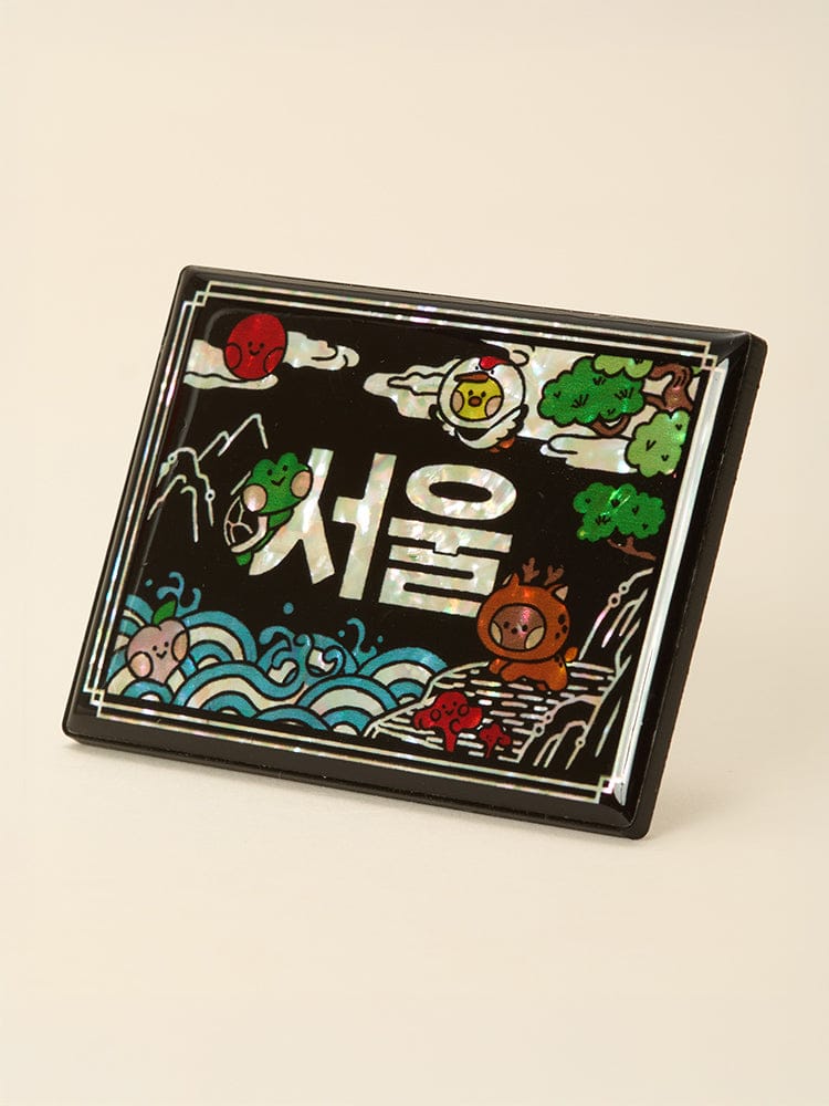 LINE FRIENDS OFFICE_ 십장생도 마그넷 라인프렌즈 미니니 K-수베니어 십장생도 자개 마그넷