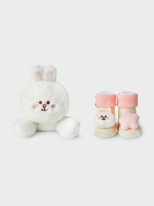 LINE FRIENDS PLUSH CONY [패밀리세일] 라인프렌즈 코니 인펀트 인형&양말 세트