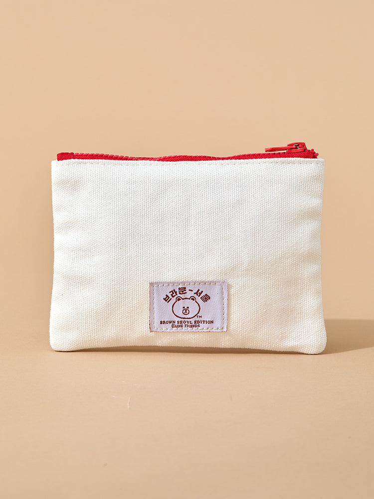 LINE FRIENDS POUCH_ 단품 라인프렌즈 브라운 서울 에디션 파우치