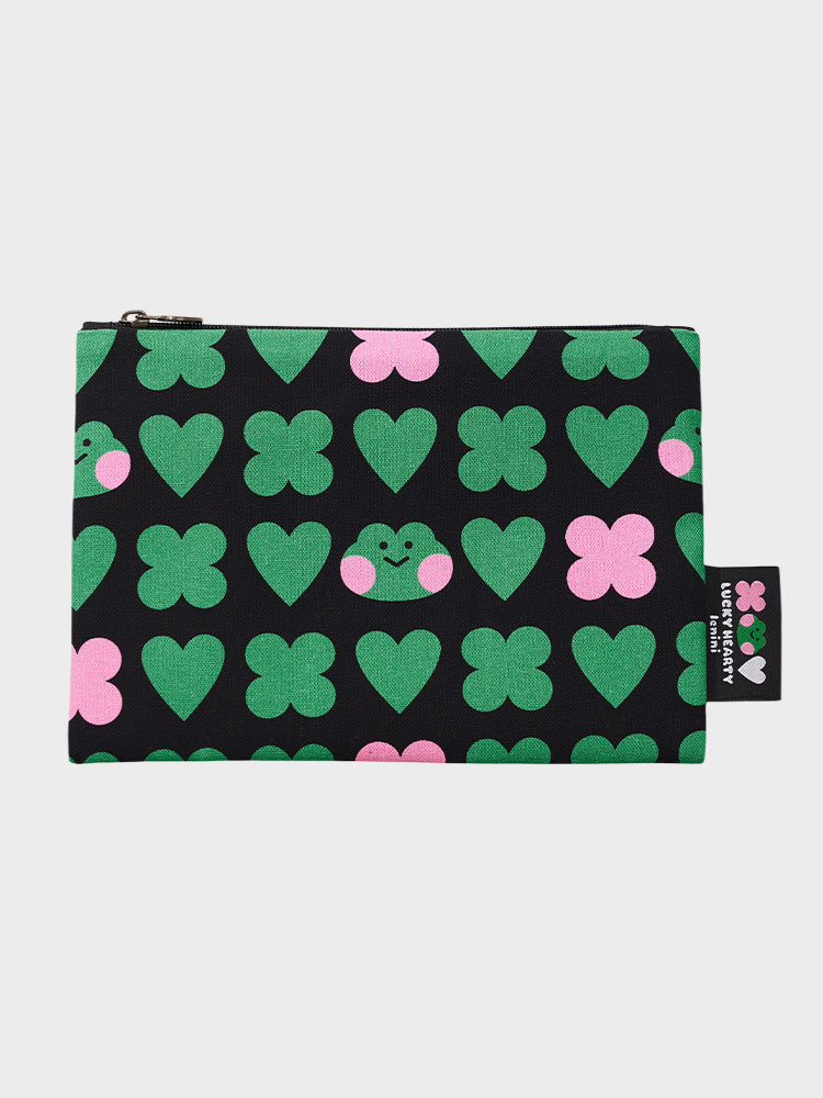 LINE FRIENDS POUCH_ 단품 미니니 x 드롭드롭드롭 레니니 플랫 파우치 (M)