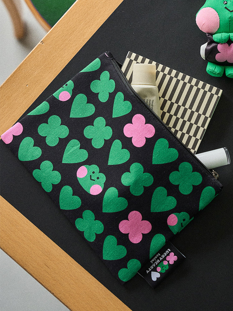 LINE FRIENDS POUCH_ 단품 미니니 x 드롭드롭드롭 레니니 플랫 파우치 (M)