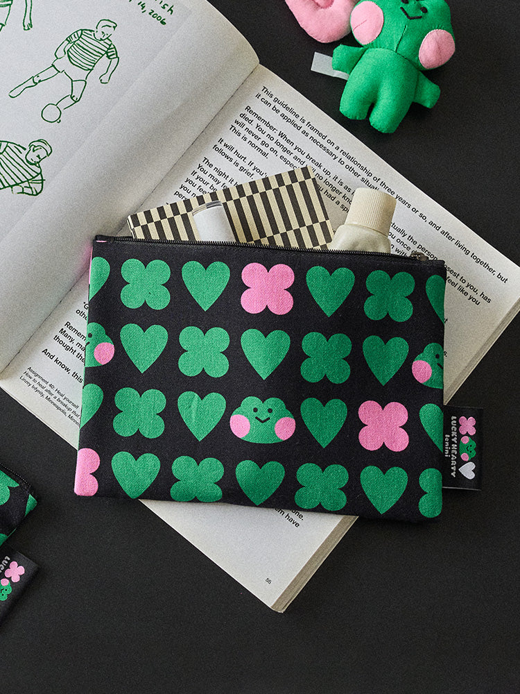 LINE FRIENDS POUCH_ 단품 미니니 x 드롭드롭드롭 레니니 플랫 파우치 (M)