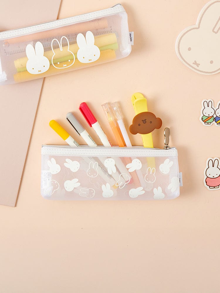miffy OFFICE_POUCH_ 얼굴 패턴 미피 메쉬 삼각 파우치