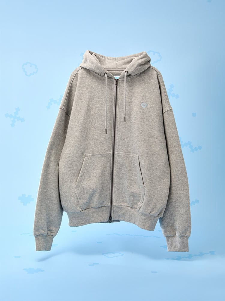 MMMM APPAREL_ MMMM MMMM BABY 후디 집업 (멜란지 그레이)