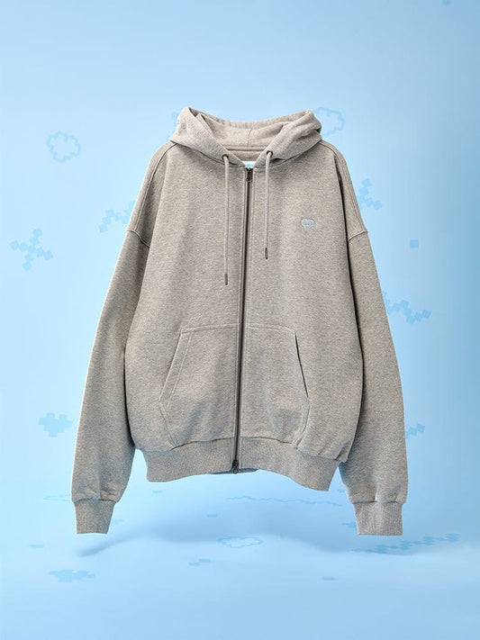 MMMM APPAREL_ MMMM MMMM BABY 후디 집업 (멜란지 그레이)