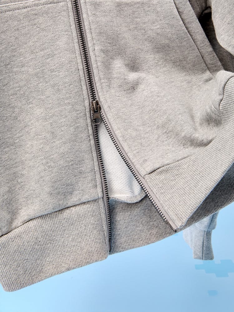 MMMM APPAREL_ MMMM MMMM BABY 후디 집업 (멜란지 그레이)